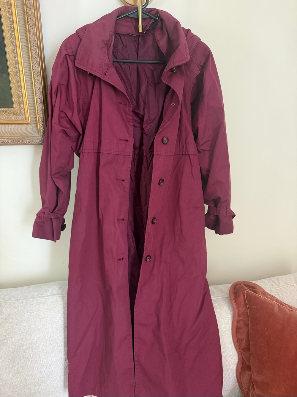 Vintage London Fog Burgundy Long Hooded Trench Coat
